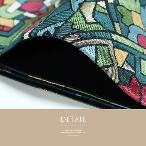 袋帯 リサイクル 帯丈414cm 六通 ステンドグラス柄 多色 SSサイズ 正絹 Sランク お洒落