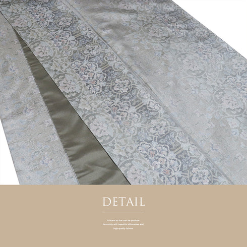 大島紬 リサイクル 身丈157.3cm 裄60.8cm 袷 有職文様 唐草柄 グレー Mサイズ カジュアル お洒落 正絹 広衿 Sランク