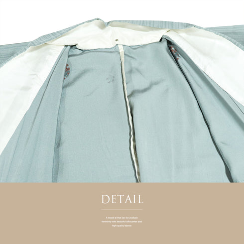 付下げ リサイクル 身丈160.5cm 裄67.2cm 単衣 ぼかし柄 雪輪柄 花柄 刺繍 箔加工 グリーン Lサイズ セミフォーマル 正絹 広衿 Sランク