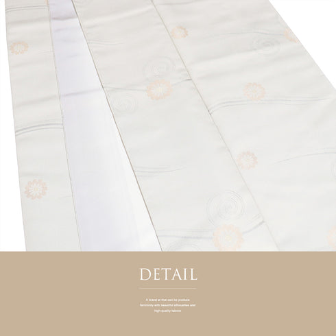 小紋 リサイクル 身丈153.8cm 裄64.8cm 袷 お召 菊やデザイン鶴 パールトーン加工 グレー Sサイズ お洒落 正絹 広衿 Sランク