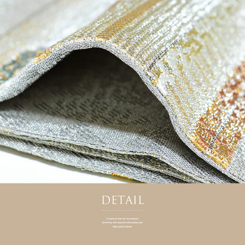 袋帯 リサイクル 帯丈436cm 六通 横段模様 シルバー Mサイズ 正絹 Sランク フォーマル