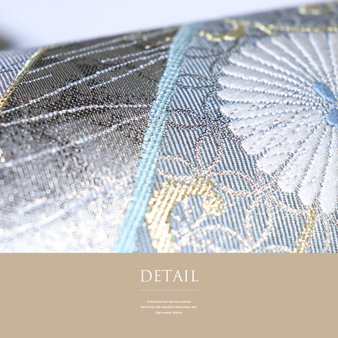 袋帯 リサイクル 帯丈438cm 六通 風姿花伝 竹のいかだ 西陣織 グレー Mサイズ 正絹 新品・未使用品 フォーマル お洒落