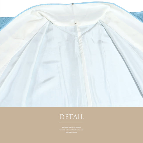 訪問着 リサイクル 身丈151cm 裄62.8cm 袷 小花柄 ブルー Sサイズ お洒落 正絹 広衿 Sランク