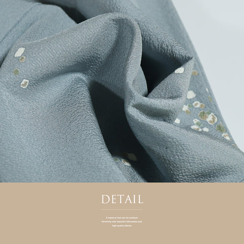 小紋 リサイクル 身丈156.2cm 裄66cm 単衣 ブルー Mサイズ 正絹 広衿 Sランク