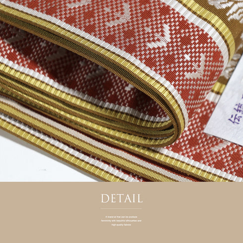 半巾帯 リサイクル 帯丈362cm 全通 本場筑前博多織 ブラウン SSサイズ 正絹 未使用品 カジュアル お洒落