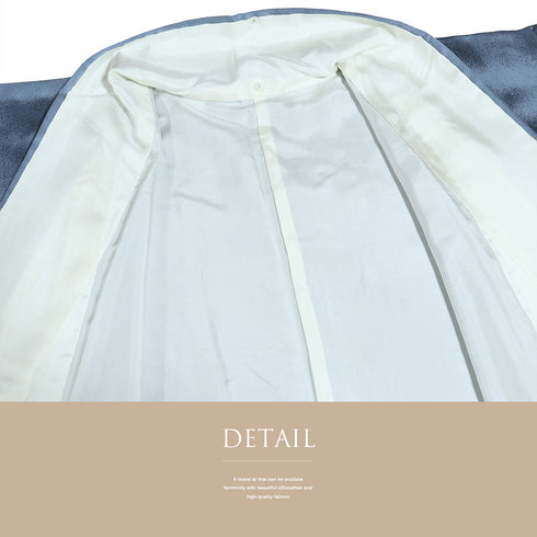 訪問着 リサイクル 身丈155cm 裄63.6cm 袷 葵の葉柄 箔 ブルー Sサイズ セミフォーマル 一つ紋 正絹 広衿 Sランク