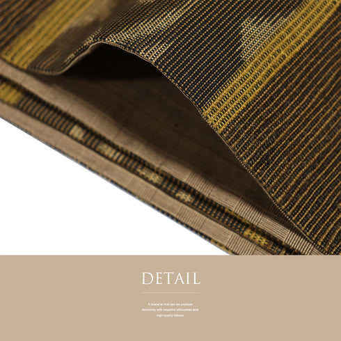 袋帯 リサイクル 帯丈470cm 全通 横段柄 ブラウン LLサイズ 正絹 新品・未使用品 お洒落 カジュアル