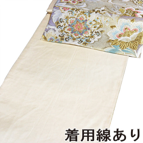 袋帯 リサイクル 帯丈432cm 六通 優彩華更紗 シルバー Sサイズ 正絹 Sランク フォーマル セミフォーマル