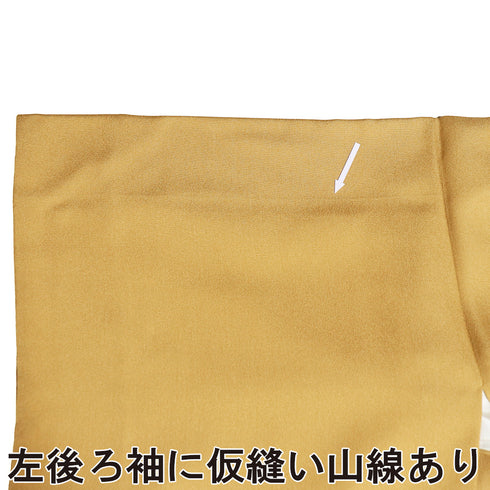 訪問着 リサイクル 身丈160cm 裄64.4cm 袷 雪輪模様 鶴柄 花柄 箔加工 イエロー Mサイズ セミフォーマル お洒落 正絹 広衿 Aランク