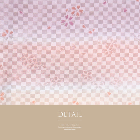 帯締め・帯揚げセット リサイクル フォーマル 平組紐 綸子 ピンク 正絹 新品・未使用品 桜柄 千鳥格子地紋