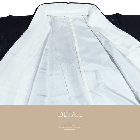 紬 リサイクル 身丈156cm 裄62.4cm 袷 絣柄 ネイビー Mサイズ お洒落 カジュアル 正絹 広衿 Sランク