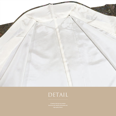 小紋 リサイクル 身丈160.8cm 裄68.4cm 袷 グリーン Lサイズ お洒落 正絹 広衿 Sランク