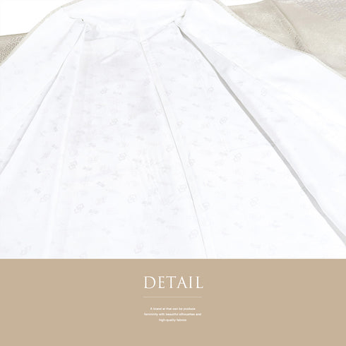 小紋 リサイクル 身丈169cm 裄66.6cm 袷 裂取り柄 お召し 地紋 ベージュ LLサイズ お洒落 正絹 広衿 Sランク