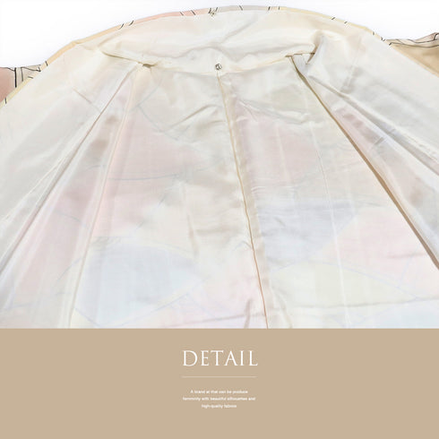 小紋 リサイクル 身丈160.5cm 裄64.6cm 袷 地紋彩色 多色 Lサイズ お洒落 正絹 広衿 Sランク