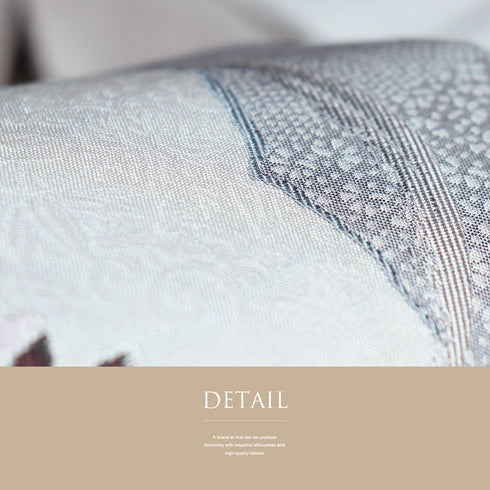 名古屋帯 リサイクル 帯丈379cm ポイント柄 うさぎ柄 地紋 織り出し柄 グレー Mサイズ 正絹 Sランク お洒落 落款