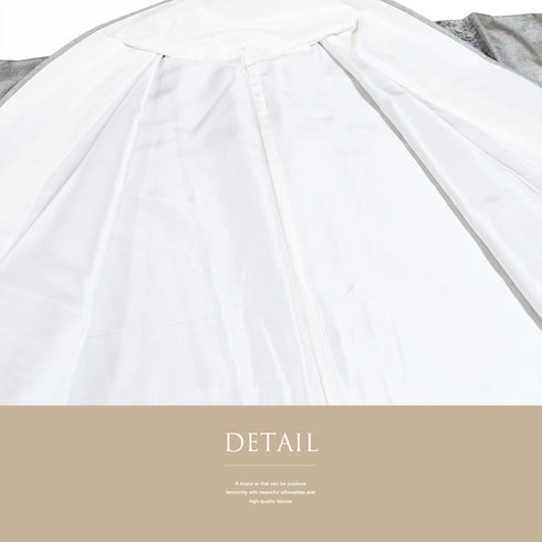 大島紬 リサイクル 身丈157.3cm 裄60.8cm 袷 有職文様 唐草柄 グレー Mサイズ カジュアル お洒落 正絹 広衿 Sランク