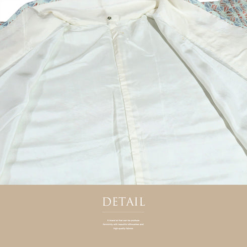 小紋 リサイクル 身丈166.7cm 裄65.6cm 袷 総絞り 麻の葉模様 ブルー LLサイズ お洒落 カジュアル 正絹 広衿 Sランク