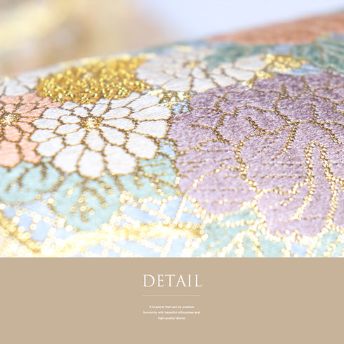 袋帯 リサイクル 帯丈428cm 六通 立涌に華文や鴛鴦柄 ゴールド Sサイズ 正絹 Sランク フォーマル セミフォーマル