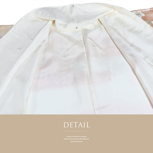訪問着 リサイクル 身丈153.5cm 裄65.4cm 袷 菊やたちばな柄 地紋 刺繍 箔 パールトーン加工 多色 Sサイズ セミフォーマル お洒落 正絹 広衿 Sランク
