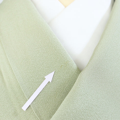 訪問着 リサイクル 身丈157.7cm 裄67.8cm 袷 山に霞模様 刺繍 箔 グリーン Mサイズ お洒落 セミフォーマル 正絹 広衿 Aランク