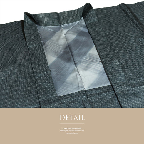 アンサンブル 紬 リサイクル 身丈161cm 裄65.8cm 羽織丈86cm 袷 絣柄 グレー Lサイズ カジュアル お洒落 正絹 広衿 Sランク