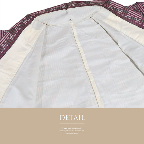 小紋 リサイクル 身丈153cm 裄64cm 袷 絣模様 アンティーク パープル Sサイズ カジュアル 木綿 洗える着物 広衿 Sランク