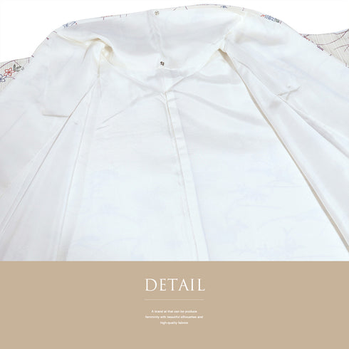 小紋 リサイクル 身丈158cm 裄63.8cm 袷 付け下げ小紋 花車に楓や松模様 ホワイト Mサイズ お洒落 カジュアル 正絹 広衿 Aランク