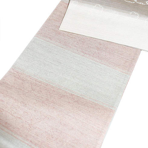 袋帯 リサイクル 帯丈438cm 六通 雪輪柄 ボーダー柄 ベージュ Mサイズ 正絹 Sランク お洒落