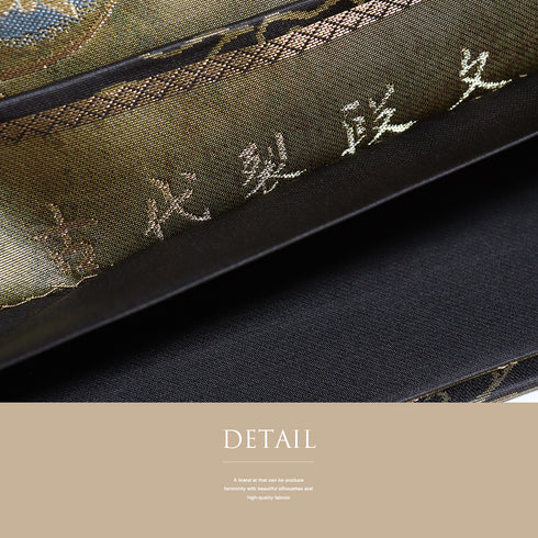 袋帯 リサイクル 帯丈438cm 六通 古代裂段文 ゴールド Mサイズ 正絹 新品・未使用品 フォーマル セミフォーマル