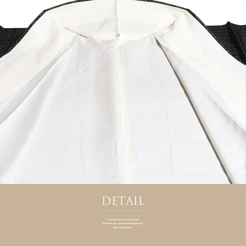 紬 リサイクル 身丈156.3cm 裄66.4cm 袷 亀甲繋ぎ柄 ブラック Mサイズ お洒落 カジュアル 正絹 広衿 Sランク