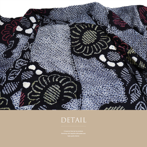 浴衣 リサイクル 絞り 三浦絞り 単衣 Sサイズ Aランク 花柄 カジュアル 身丈152cm 裄62cm 綿 着物 YU-172