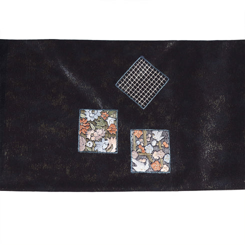 名古屋帯 リサイクル 帯丈380cm ポイント柄 ブラック Lサイズ 正絹 未使用品 カジュアル お洒落