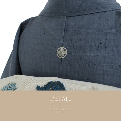 訪問着 リサイクル 夏着物 身丈162cm 裄66cm 夏物 花・葡萄柄 紬 グレー Lサイズ フォーマル 一つ紋 正絹 広衿 Bランク