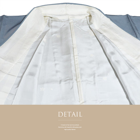 小紋 リサイクル 身丈166.5cm 裄67.2cm 袷 小花柄 簪柄 ブルー LLサイズ お洒落 正絹 広衿 Sランク