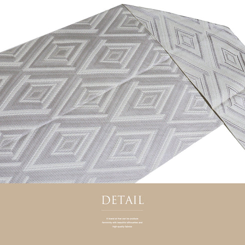 名古屋帯 リサイクル 帯丈393cm 全通 幾何学模様 ホワイト Lサイズ 混合 Sランク カジュアル お洒落