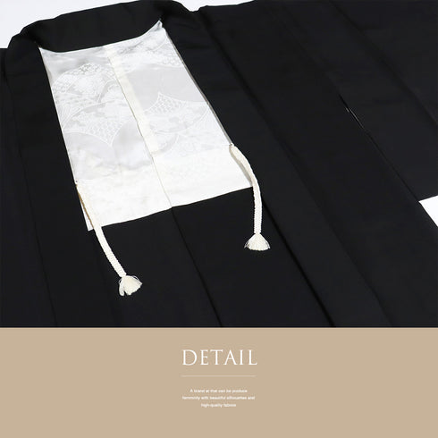 黒羽織 リサイクル 身丈77.5cm 裄62.8cm 袷 花柄 刺繍 ブラック Sサイズ フォーマル セミフォーマル 一つ紋 正絹 Sランク