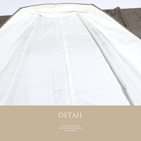 紬 リサイクル 身丈170.5cm 裄67.8cm 袷 蝶柄 ブラウン LLサイズ お洒落 カジュアル 証紙 しつけ糸 正絹 広衿 Sランク