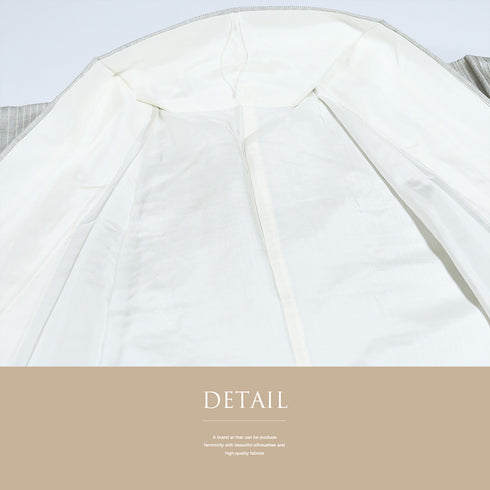 大島紬 リサイクル 身丈160.5cm 裄65.6cm 袷 白大島 縞模様 蔓草柄 ホワイト Lサイズ お洒落 カジュアル 証紙 正絹 広衿 Sランク