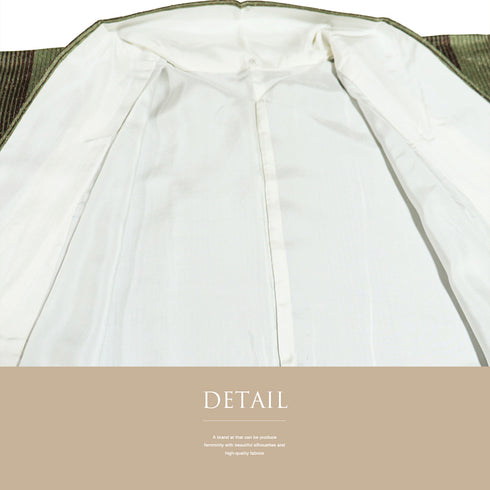 小紋 リサイクル 身丈158.3cm 裄64.6cm 袷 縞にたたき模様 お洒落八掛 グリーン Mサイズ お洒落 しつけ糸 正絹 広衿 Sランク