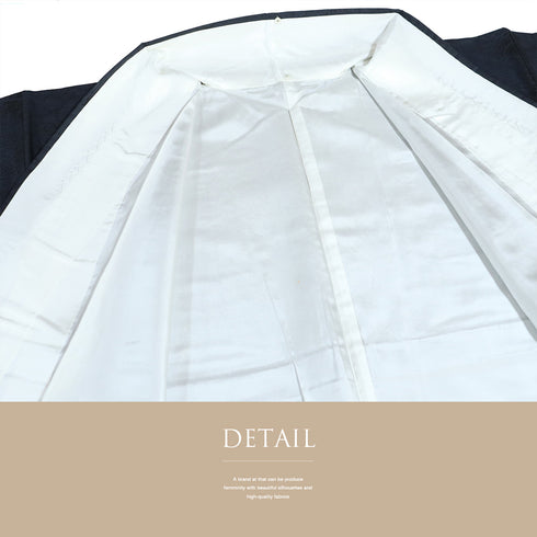 紬 リサイクル 身丈166.7cm 裄64.6cm 袷 花柄 縦ぼかし ネイビー LLサイズ お洒落 カジュアル 正絹 広衿 Sランク