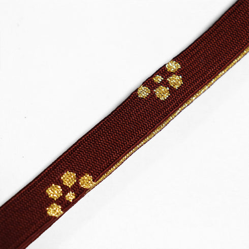 帯締め・帯揚げセット リサイクル お洒落 平組紐 ちりめん レッド 正絹 新品・未使用品 花柄