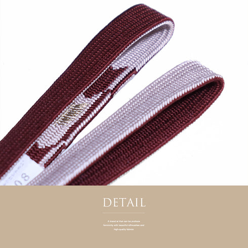 帯締め・帯揚げセット リサイクル 平組紐 ちりめん レッド 正絹 新品・未使用品 草花柄