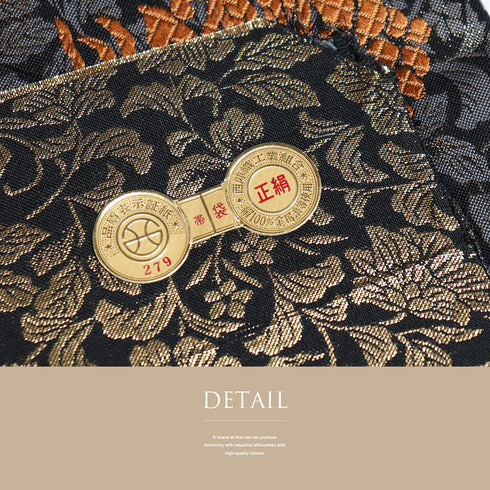 袋帯 リサイクル 帯丈432cm 全通 花唐草柄 西陣織 ブラック Sサイズ 正絹 新品・未使用品 フォーマル お洒落