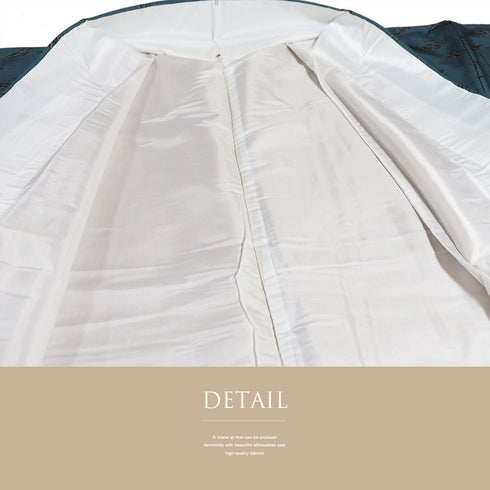 小紋 リサイクル 身丈163cm 裄67.8cm 袷 幾何学模様 お洒落八掛 ブルー Lサイズ お洒落 カジュアル 正絹 広衿 Aランク