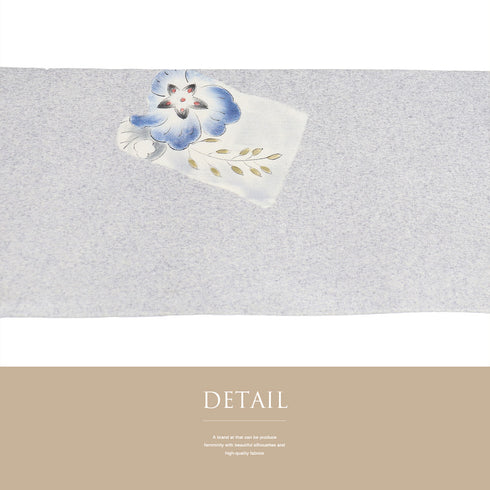 名古屋帯 リサイクル 帯丈353.5cm ポイント柄 辻が花や鳥柄 グレー Sサイズ 正絹 Aランク お洒落 カジュアル