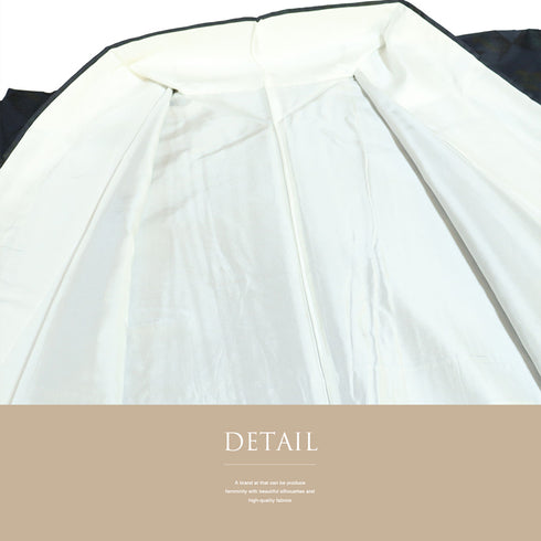 紬 リサイクル 身丈165.5cm 裄68.8cm 袷 花柄 ネイビー LLサイズ お洒落 カジュアル 正絹 広衿 Sランク