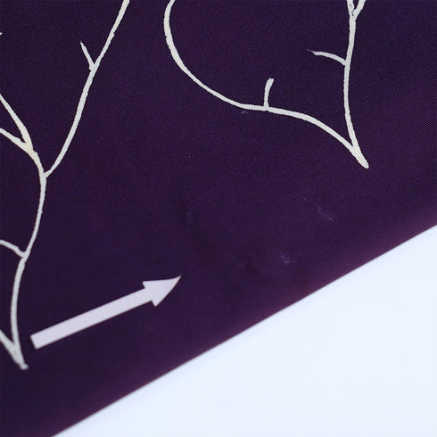 名古屋帯 リサイクル 帯丈358cm ポイント柄 デザイン葉柄 パープル Sサイズ 正絹 Aランク お洒落