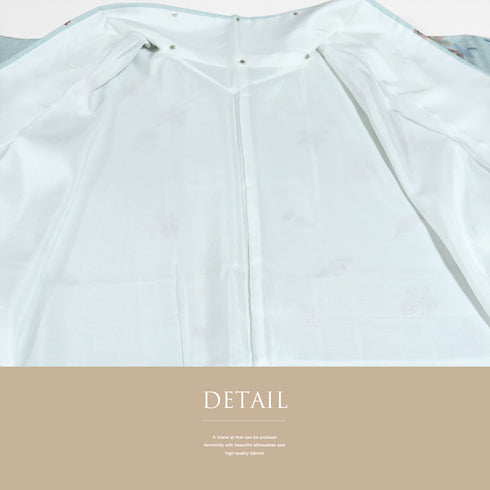 小紋 リサイクル 身丈161.5cm 裄65.4cm 袷 葉各種柄 ブルー Lサイズ お洒落 カジュアル 不明 広衿 Aランク