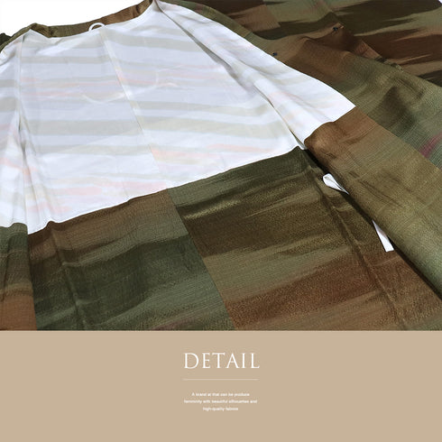 道行コート リサイクル 身丈90.2cm 裄66cm 袷 横段ぼかし 地紋 グリーン Mサイズ お洒落 正絹 Sランク