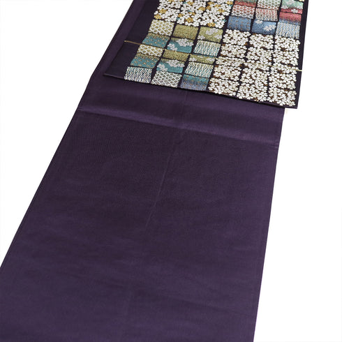 袋帯 リサイクル 帯丈452cm 六通 ポイント柄 石畳に花柄 螺鈿 ブラック Lサイズ 正絹 Sランク フォーマル